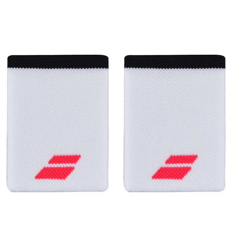 Babolat Logo Jumbo Wristband - 2 Pack - White/Strike Red