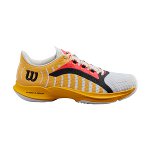 Wilson Hurakn Pro Men's Padel Tennis Sports Shoe Trainer - White/Old Gold/Fiery Coral