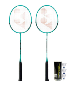 2 x Yonex B4000 Badminton Rackets & 3 Shuttles