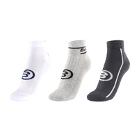 Bullpadel BP264 Short Socks, Pack of 3, Black/White/Grey