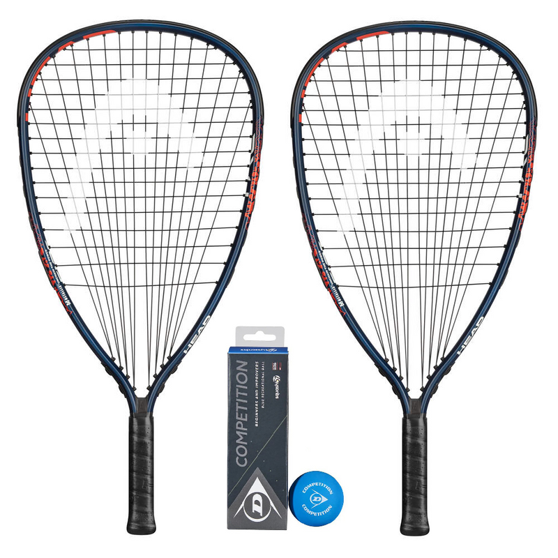 HEAD MX Fire 2 Player Racketball Racket Set Including 3 Racketball Balls
