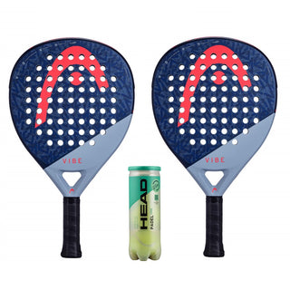 HEAD Vibe Padel Racket Twin Set - Includes 2 x Padel Rackets & 3 Padel Balls
