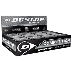 12 x Dunlop Competition Yellow Dot Squash Balls
