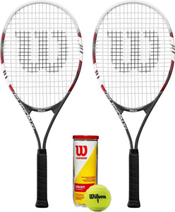 2 x Wilson Fusion XL Tennis Rackets + 3 Tennis Balls