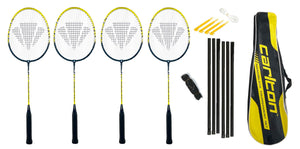 Carlton Nanoblade 4 Player Badminton Set (Rackets, Stakes, Net & Post)