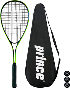 Prince Power Beast Ti Squash Racket, Inc Protective Cover & 3 Squash Balls