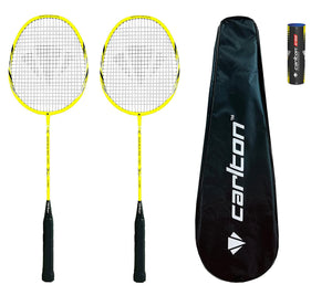 2 x Carlton Razorblade Pro Badminton Rackets + 6 Carlton Shuttlecocks