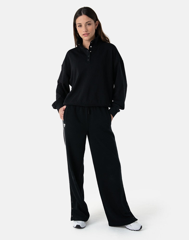 Gym + Coffee Snap Collar Sierra Sweatshirt - Black