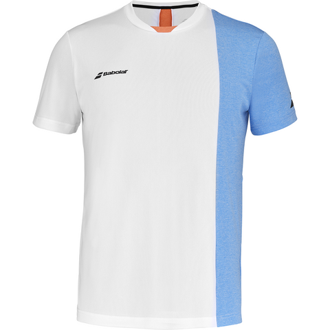Babolat Play Crew Neck T-Shirt - White/Blue Heather