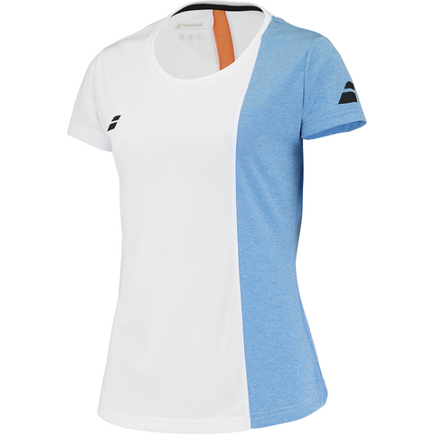 Babolat Play Women's Cap Sleeve Top - White/Blue Heather