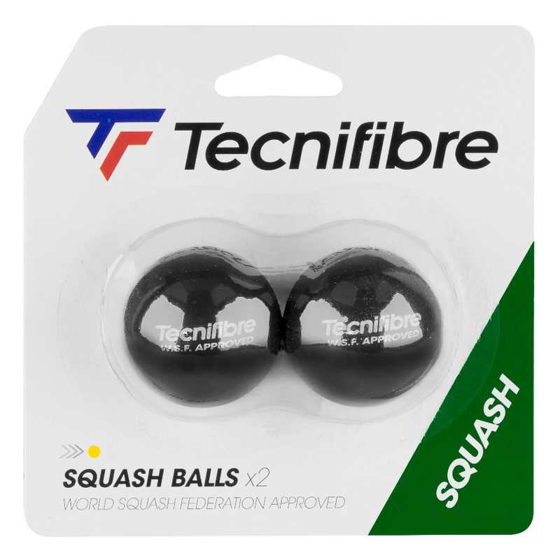 Tecnifibre Yellow Dot Squash Balls - 2 Pack - Competition