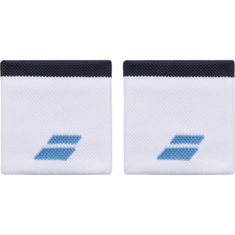 Babolat Logo Wristband - 2 Pack - White/Drive Blue