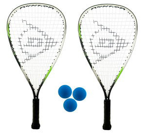 2 x Dunlop Biotec Titanium Racketball Rackets + 3 Balls