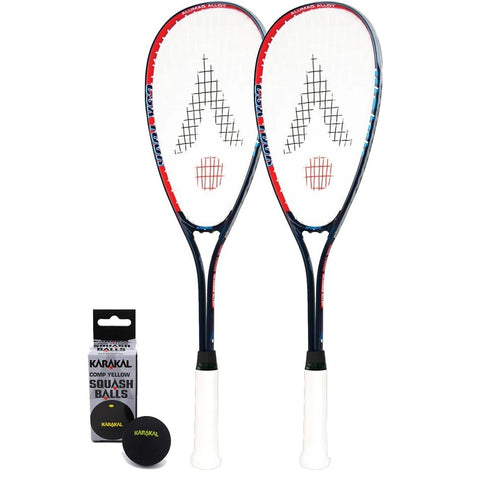 Karakal CSX Tour Squash Rackets + Balls - 2 Racket Bundle