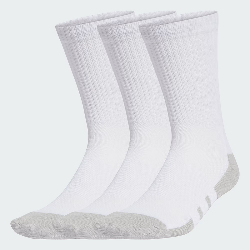 Adidas Mens Cushioned Crew Socks - Pack of 3 - White/Grey