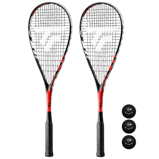 Tecnifibre Cross Shot Squash Racket Twin Set Includes 3 Balls