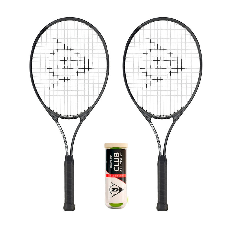 Dunlop Tristorm Tennis Racket Twin Set & 3 Tennis Balls