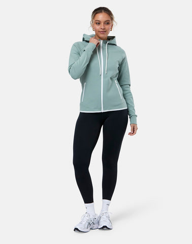 Gym + Coffee Chill Full Zip Women's Hoodie - Summer Green