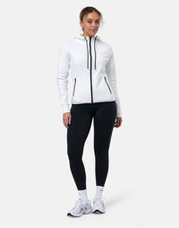 Gym + Coffee Chill Full Zip Women's Hoodie - White