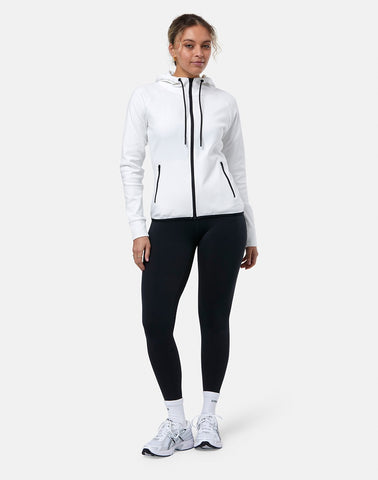 Gym + Coffee Chill Full Zip Women's Hoodie - White