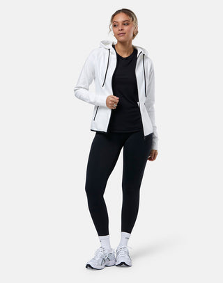 Gym + Coffee Chill Full Zip Women's Hoodie - White