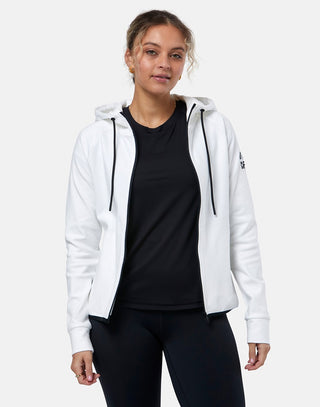Gym + Coffee Chill Full Zip Women's Hoodie - White
