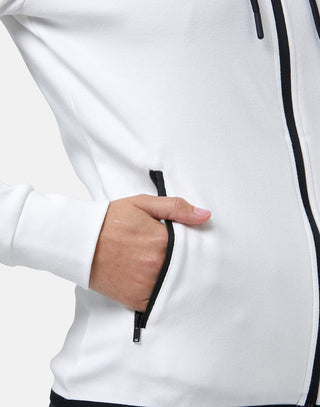 Gym + Coffee Chill Full Zip Women's Hoodie - White