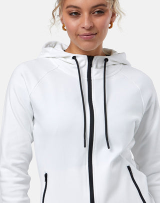 Gym + Coffee Chill Full Zip Women's Hoodie - White