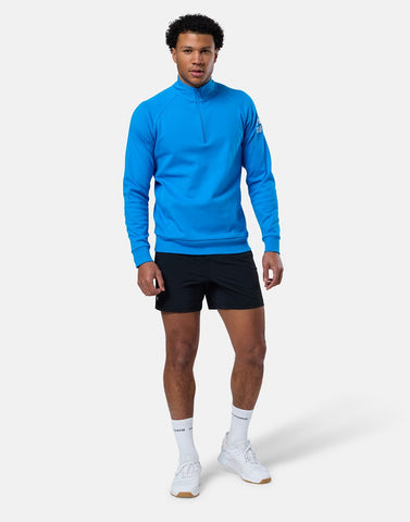 Gym + Coffee Chill Half Zip Men's Hoodie - Sky Blue