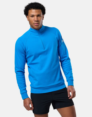 Gym + Coffee Chill Half Zip Men's Hoodie - Sky Blue