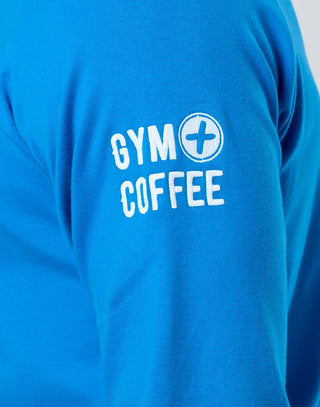 Gym + Coffee Chill Half Zip Men's Hoodie - Sky Blue