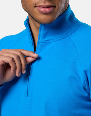 Gym + Coffee Chill Half Zip Men's Hoodie - Sky Blue