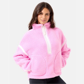 Gym + Coffee Industry Half Zip Fleece Jacket - Cotton Candy