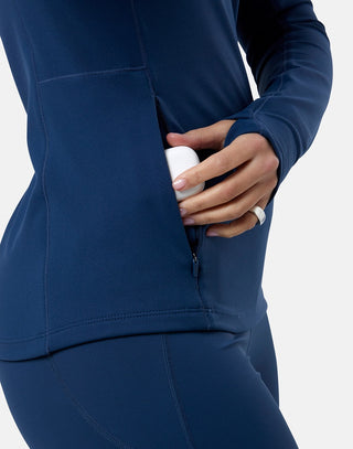 Gym + Coffee Relentless Women's 1/4 Zip Jacket - Petrol Blue