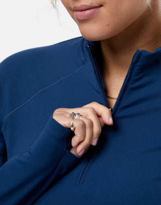 Gym + Coffee Relentless Women's 1/4 Zip Jacket - Petrol Blue