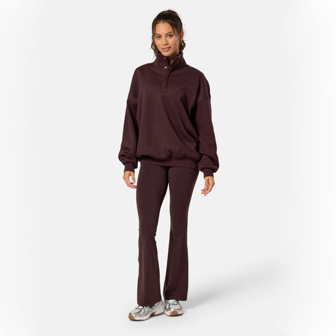 Gym + Coffee Snap Collar Sierra Sweatshirt - Mocha Bean