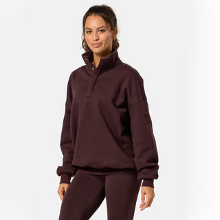 Gym + Coffee Snap Collar Sierra Sweatshirt - Mocha Bean