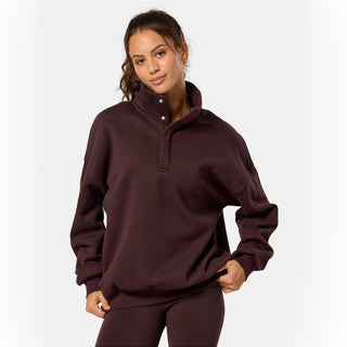 Gym + Coffee Snap Collar Sierra Sweatshirt - Mocha Bean
