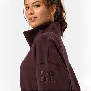 Gym + Coffee Snap Collar Sierra Sweatshirt - Mocha Bean