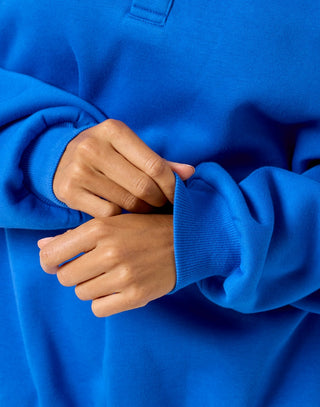 Gym + Coffee Snap Collar Sierra Sweatshirt - Azure Blue