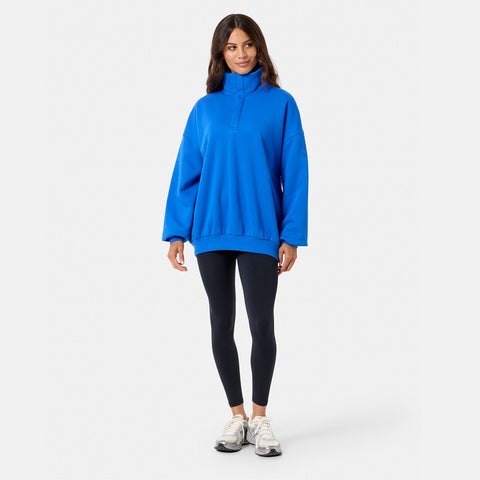 Gym + Coffee Snap Collar Sierra Sweatshirt - Azure Blue