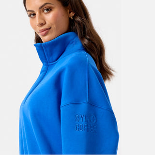 Gym + Coffee Snap Collar Sierra Sweatshirt - Azure Blue