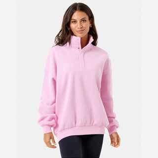 Gym + Coffee Snap Collar Sierra Sweatshirt - Baby Pink