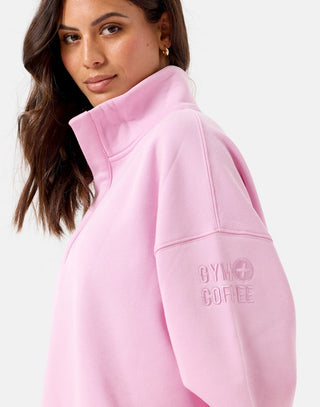 Gym + Coffee Snap Collar Sierra Sweatshirt - Baby Pink
