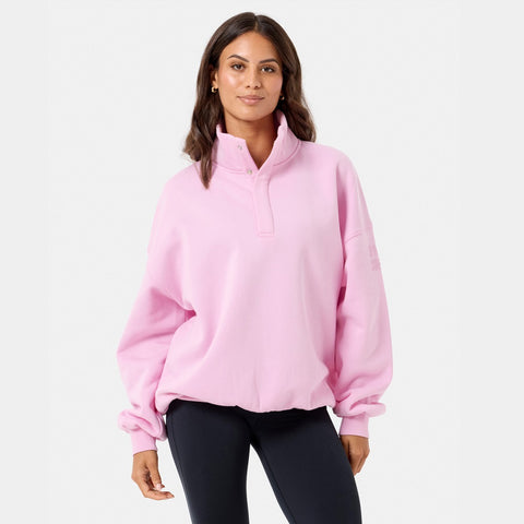 Gym + Coffee Snap Collar Sierra Sweatshirt - Baby Pink