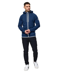 Gym + Coffee Chill Full Zip Men's Hoodie - Petrol Blue