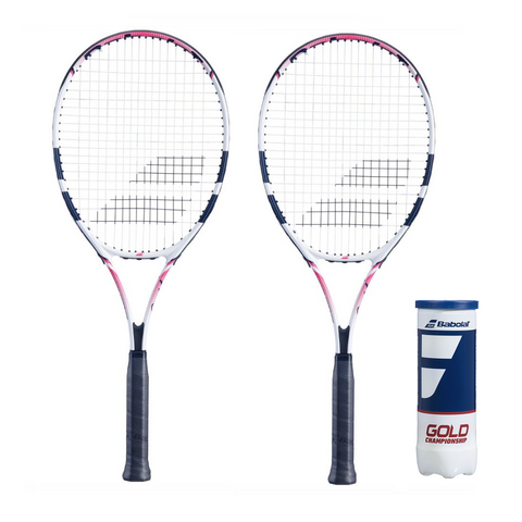 2 x Babolat Feather Tennis Racket Set with 3 Tennis Balls