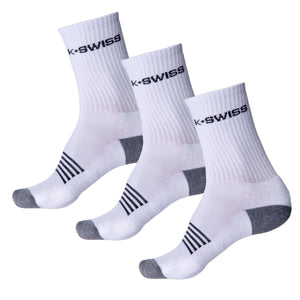 K-Swiss Mens Crew Sports Socks - 3 Pack