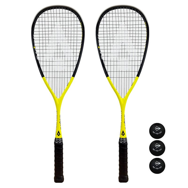 Karakal CarboTech 110 Graphite Squash Rackets + Balls - 2 Racket Deal