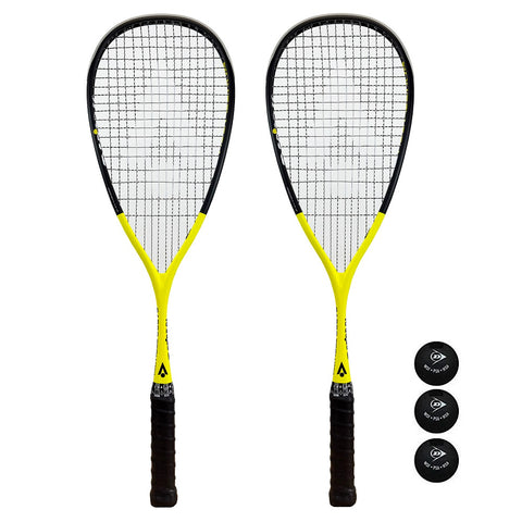 Karakal CarboTech 110 Graphite Squash Rackets + Balls - 2 Racket Deal